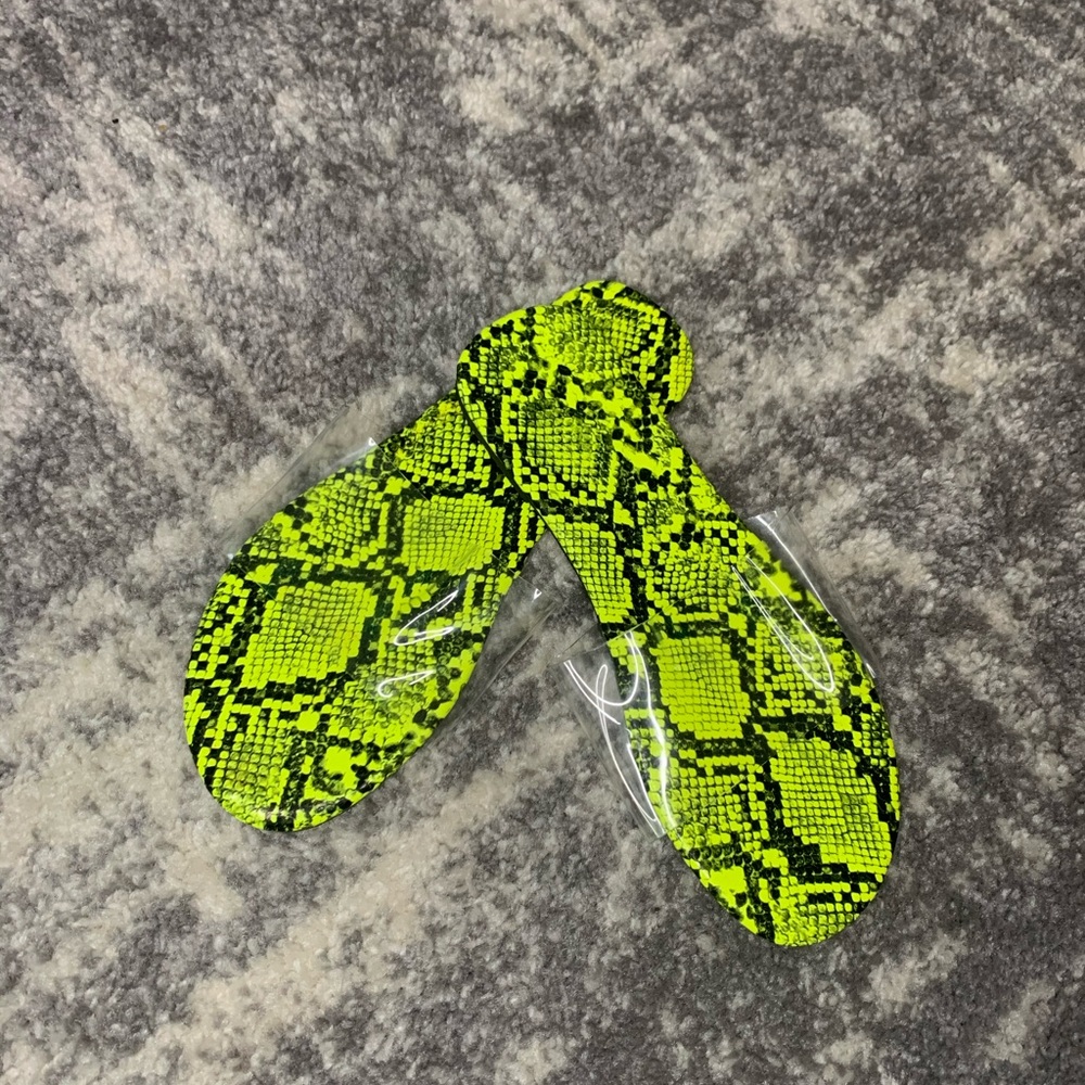 Green snake skin sandals